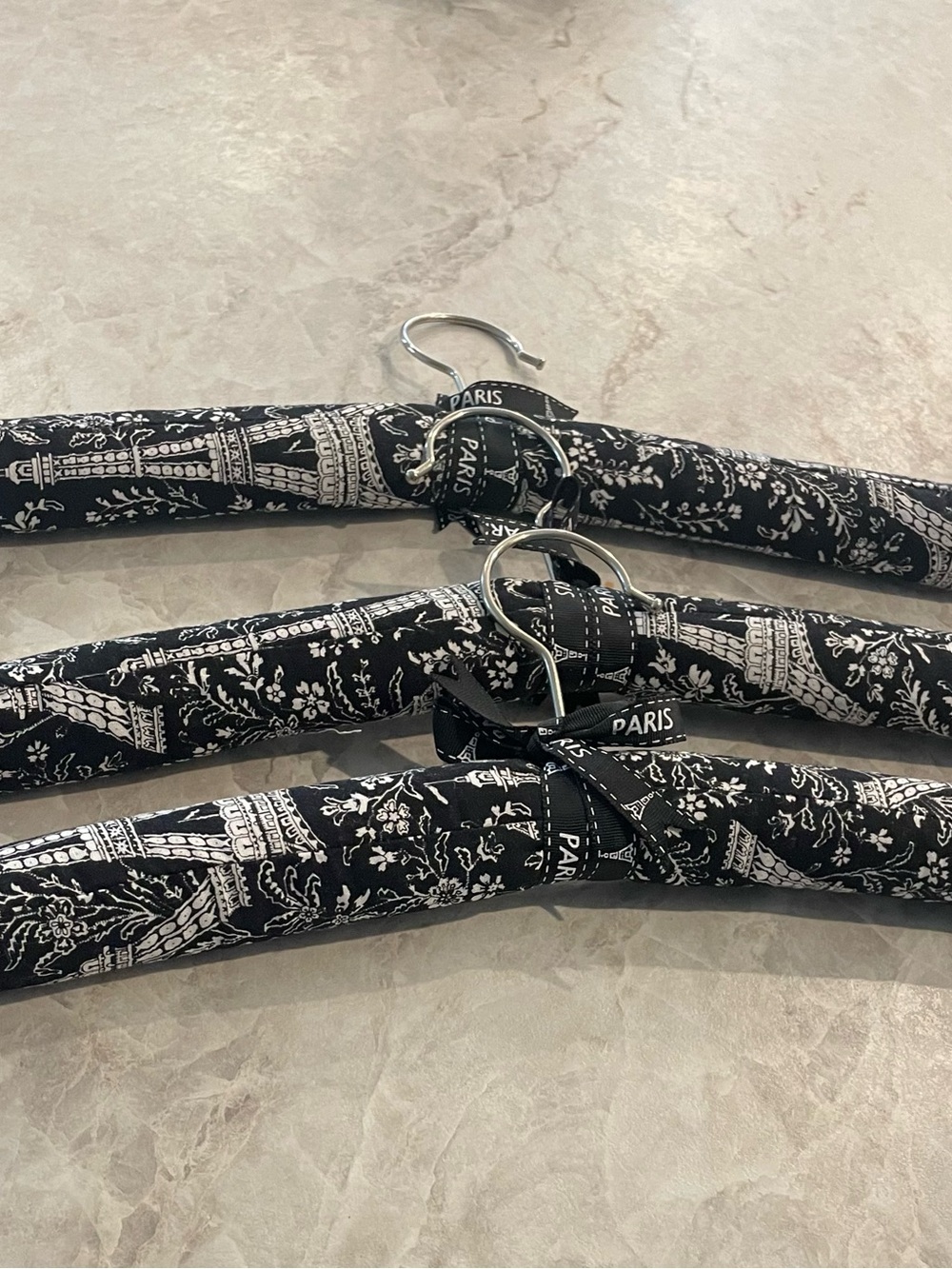 Aris Black & White Paris-Themed Padded Hangers - Set of 3